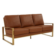 Jefferson 3-Seater Velvet/Leather Full Size Sofa in Stainless Steel - Elax Furniture