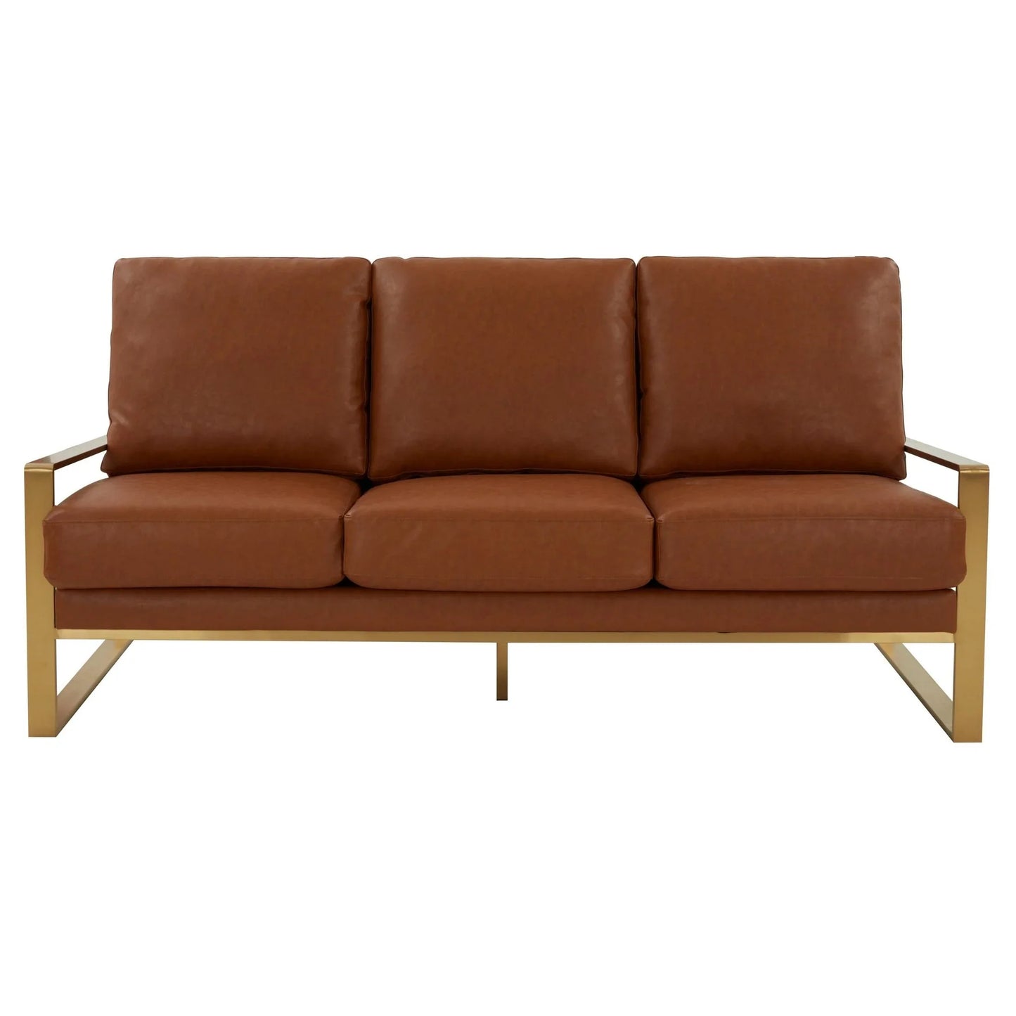 Jefferson 3-Seater Velvet/Leather Full Size Sofa in Stainless Steel - Elax Furniture