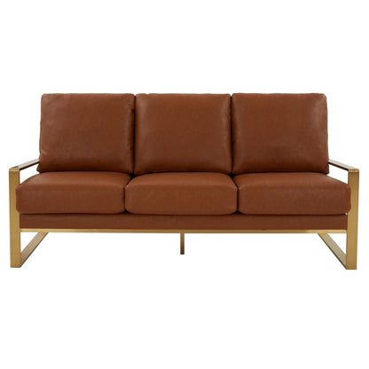 Jefferson 3-Seater Velvet/Leather Full Size Sofa in Stainless Steel - Elax Furniture