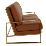 Jefferson 3-Seater Velvet/Leather Full Size Sofa in Stainless Steel - Elax Furniture