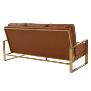 Jefferson 3-Seater Velvet/Leather Full Size Sofa in Stainless Steel - Elax Furniture