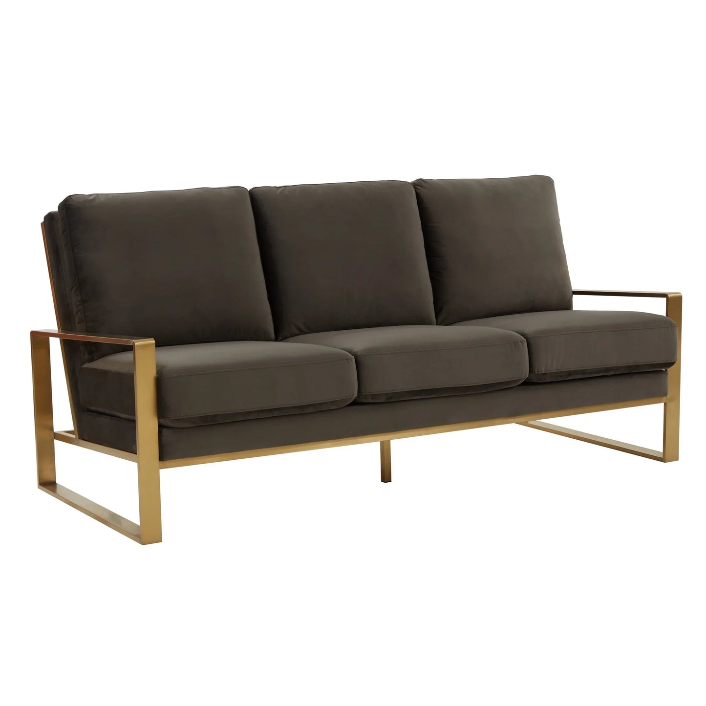 Jefferson 3-Seater Velvet/Leather Full Size Sofa in Stainless Steel - Elax Furniture