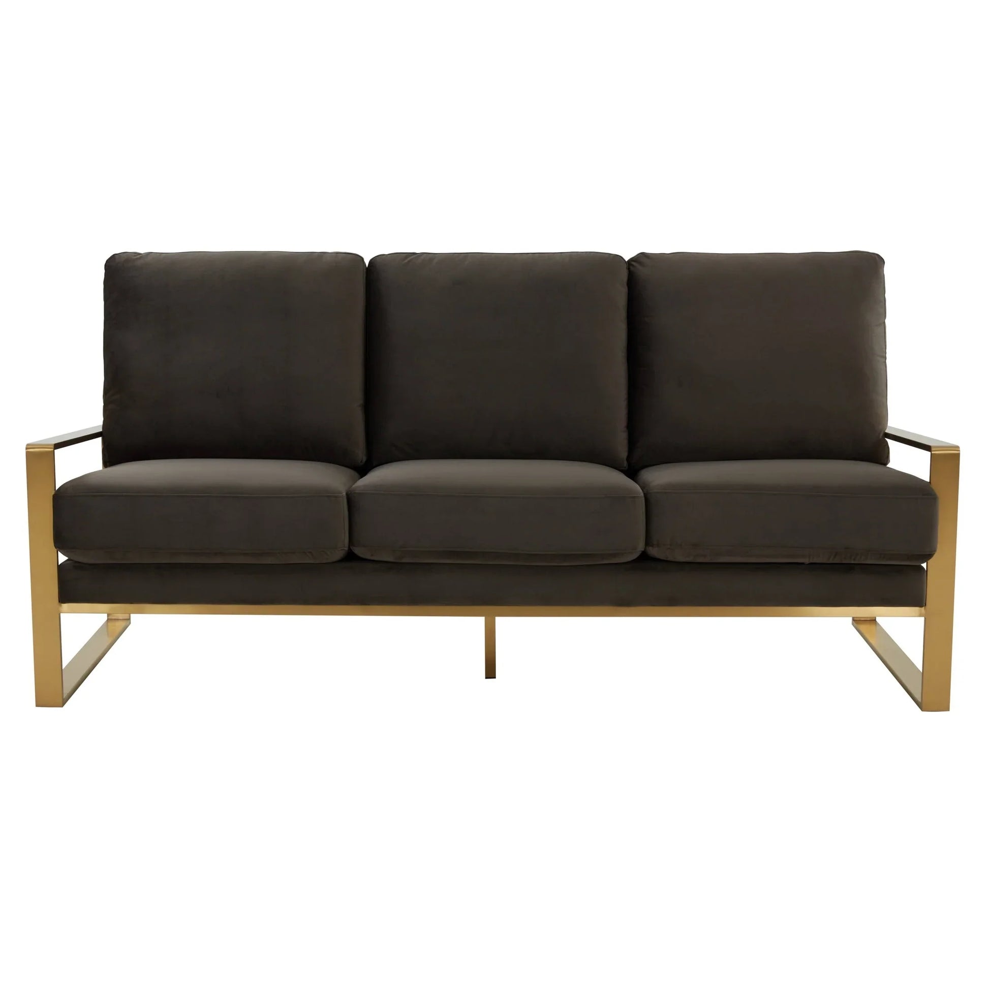 Jefferson 3-Seater Velvet/Leather Full Size Sofa in Stainless Steel - Elax Furniture