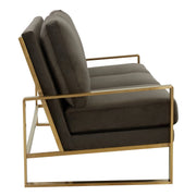 Jefferson 3-Seater Velvet/Leather Full Size Sofa in Stainless Steel - Elax Furniture