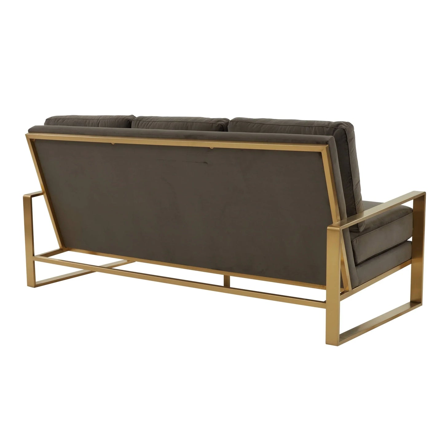 Jefferson 3-Seater Velvet/Leather Full Size Sofa in Stainless Steel - Elax Furniture