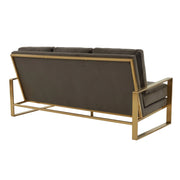 Jefferson 3-Seater Velvet/Leather Full Size Sofa in Stainless Steel - Elax Furniture
