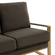 Jefferson 3-Seater Velvet/Leather Full Size Sofa in Stainless Steel - Elax Furniture