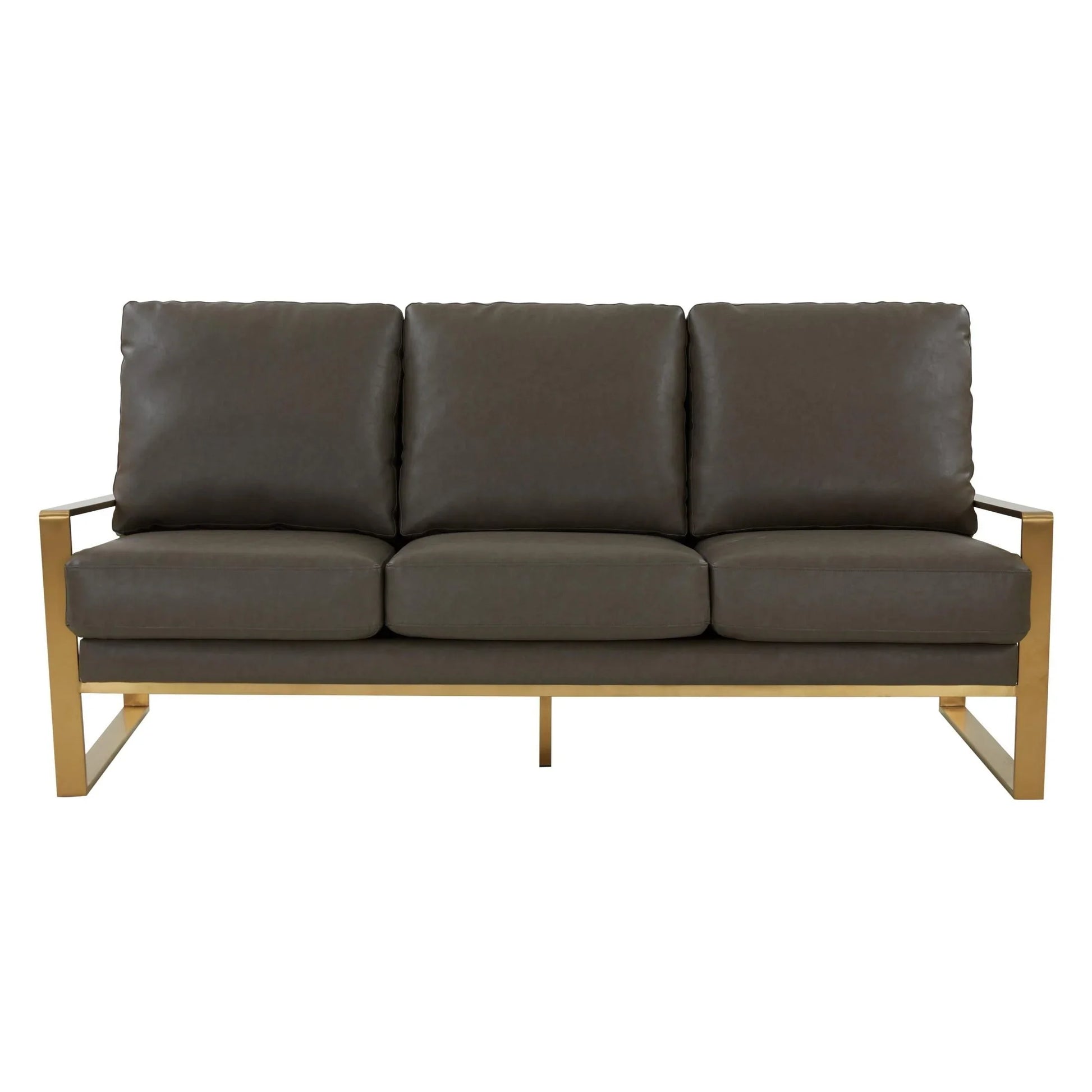 Jefferson 3-Seater Velvet/Leather Full Size Sofa in Stainless Steel - Elax Furniture
