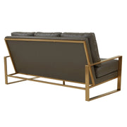 Jefferson 3-Seater Velvet/Leather Full Size Sofa in Stainless Steel - Elax Furniture
