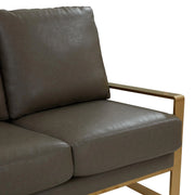 Jefferson 3-Seater Velvet/Leather Full Size Sofa in Stainless Steel - Elax Furniture