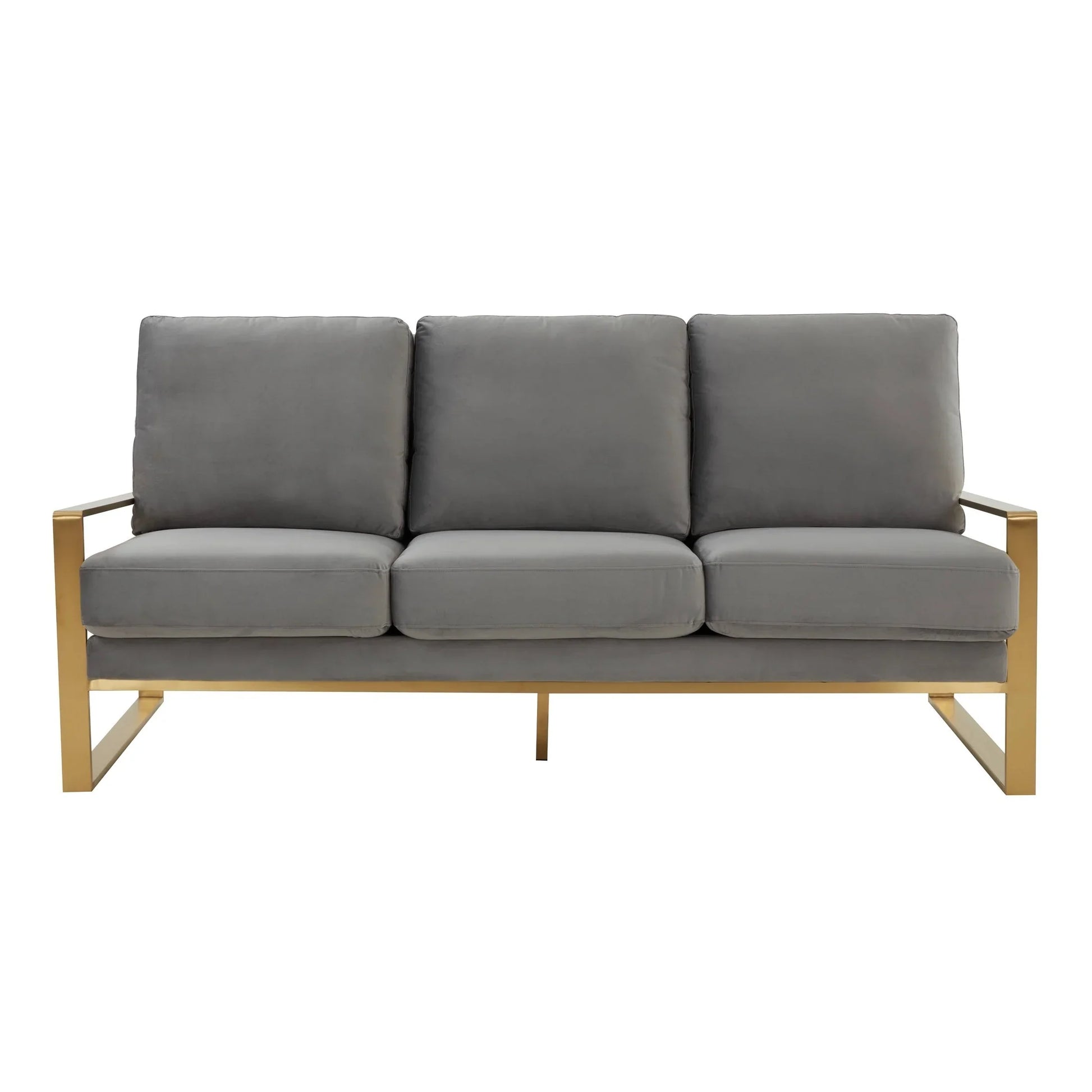 Jefferson 3-Seater Velvet/Leather Full Size Sofa in Stainless Steel - Elax Furniture