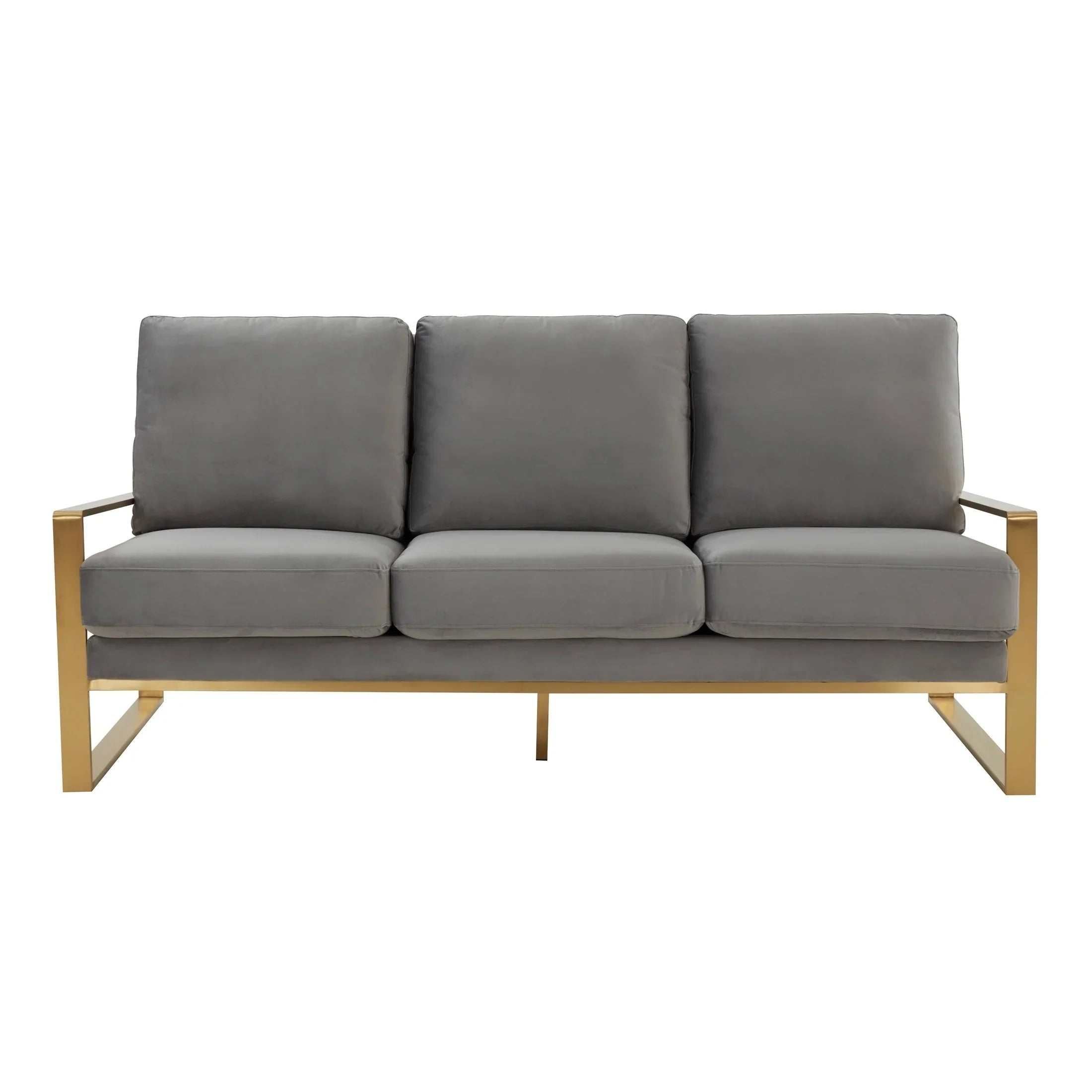 Jefferson 3-Seater Velvet/Leather Full Size Sofa in Stainless Steel - Elax Furniture