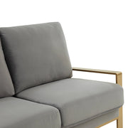 Jefferson 3-Seater Velvet/Leather Full Size Sofa in Stainless Steel - Elax Furniture