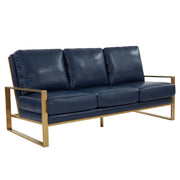 Jefferson 3-Seater Velvet/Leather Full Size Sofa in Stainless Steel - Elax Furniture