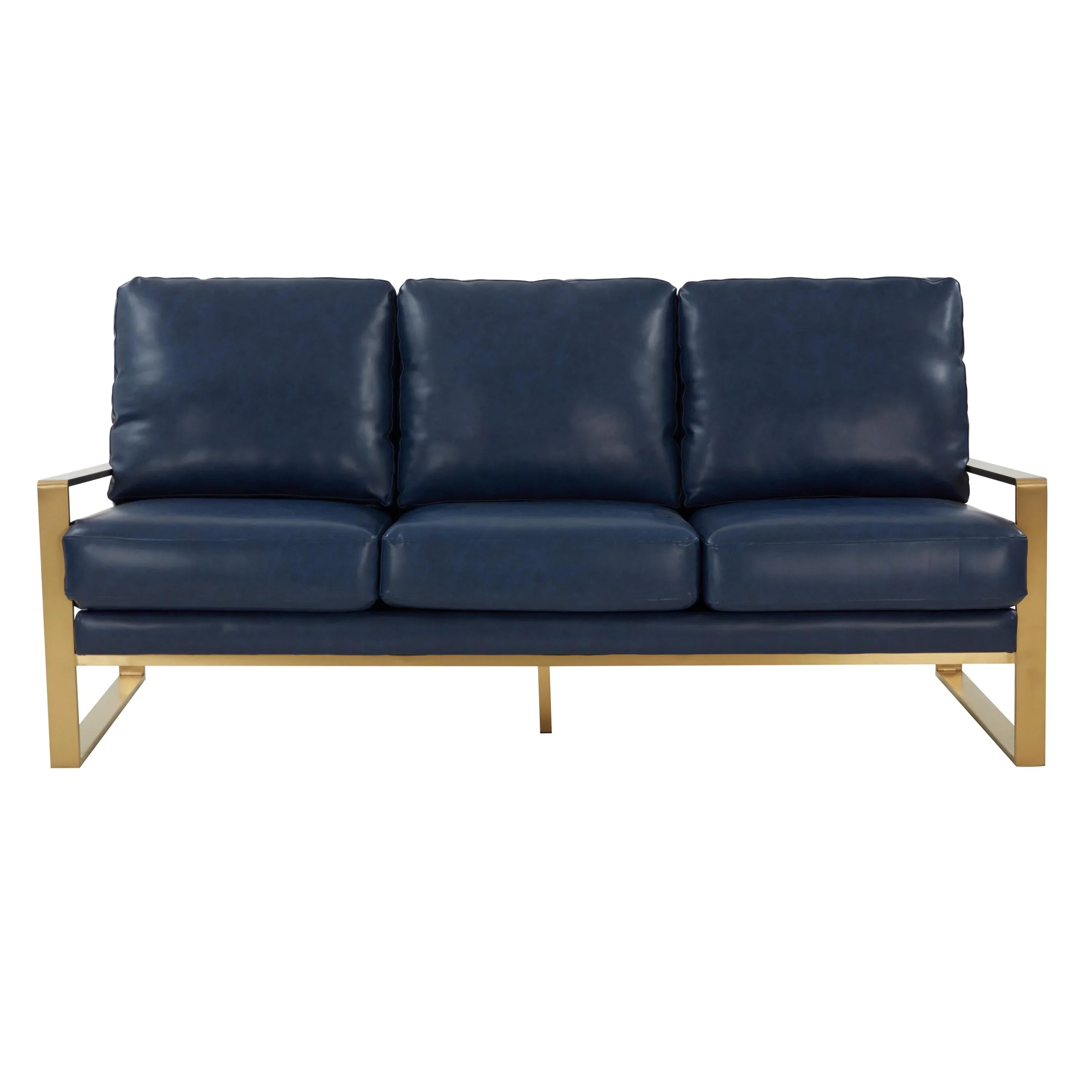 Jefferson 3-Seater Velvet/Leather Full Size Sofa in Stainless Steel - Elax Furniture