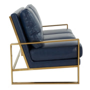 Jefferson 3-Seater Velvet/Leather Full Size Sofa in Stainless Steel - Elax Furniture