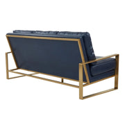 Jefferson 3-Seater Velvet/Leather Full Size Sofa in Stainless Steel - Elax Furniture