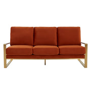 Jefferson 3-Seater Velvet/Leather Full Size Sofa in Stainless Steel - Elax Furniture