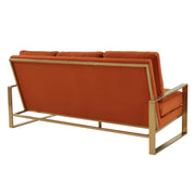 Jefferson 3-Seater Velvet/Leather Full Size Sofa in Stainless Steel - Elax Furniture