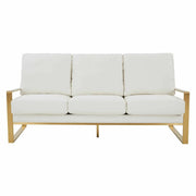 Jefferson 3-Seater Velvet/Leather Full Size Sofa in Stainless Steel - Elax Furniture
