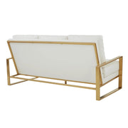 Jefferson 3-Seater Velvet/Leather Full Size Sofa in Stainless Steel - Elax Furniture