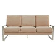 Jefferson 3-Seater Velvet/Leather Full Size Sofa in Stainless Steel - Elax Furniture