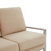 Jefferson 3-Seater Velvet/Leather Full Size Sofa in Stainless Steel - Elax Furniture