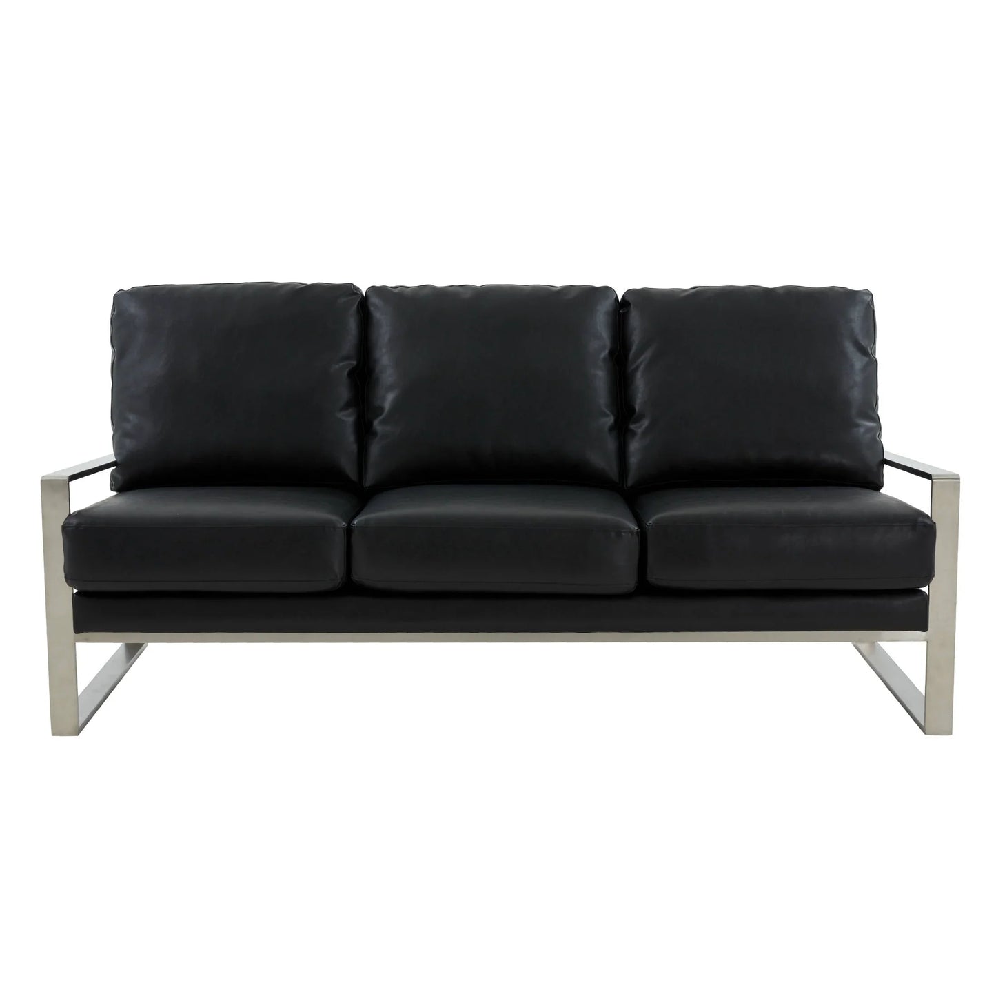 Jefferson 3-Seater Velvet/Leather Full Size Sofa in Stainless Steel - Elax Furniture