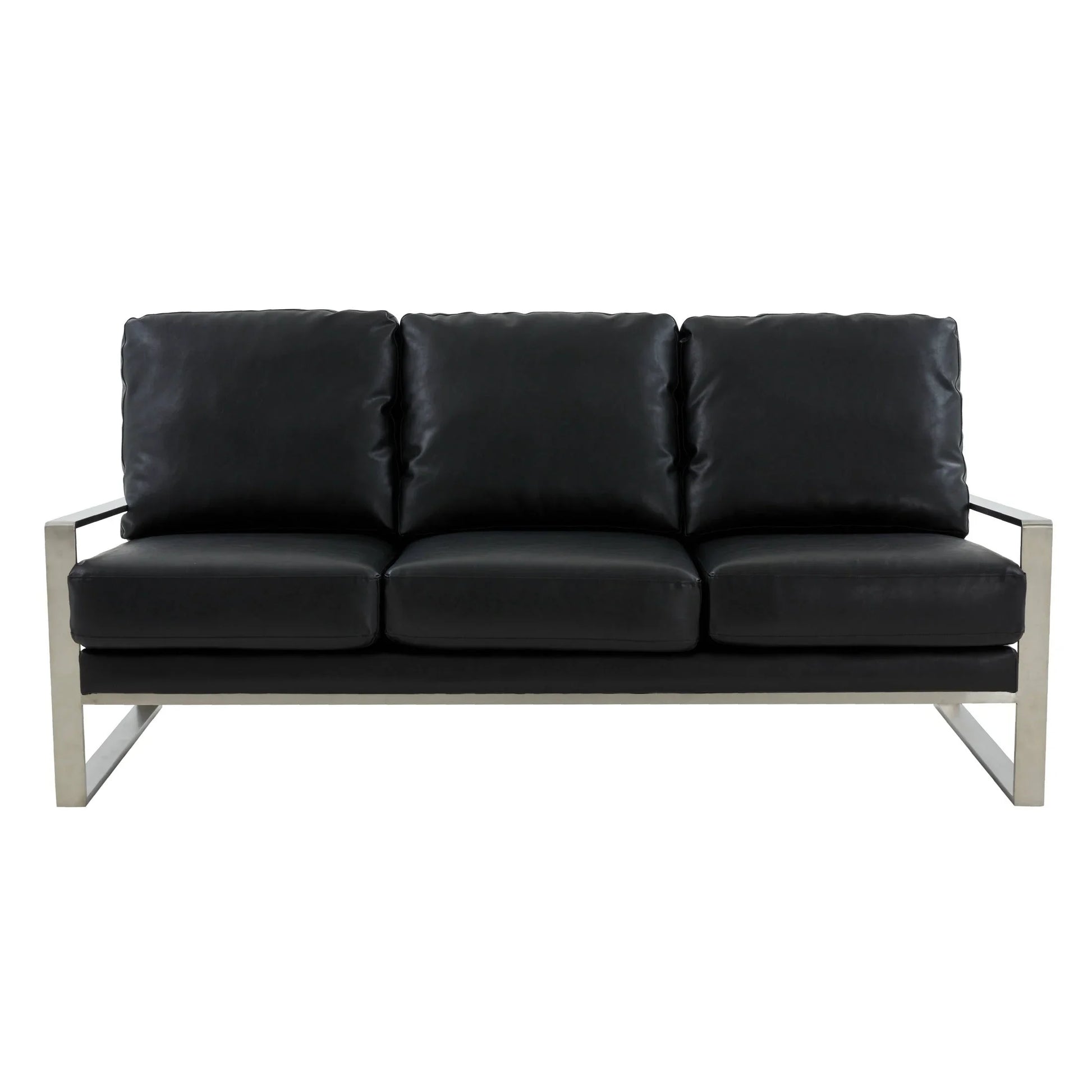 Jefferson 3-Seater Velvet/Leather Full Size Sofa in Stainless Steel - Elax Furniture