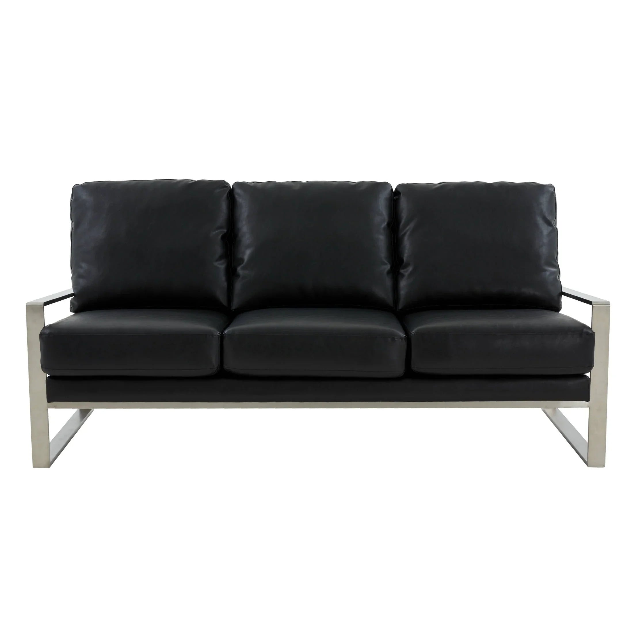 Jefferson 3-Seater Velvet/Leather Full Size Sofa in Stainless Steel - Elax Furniture