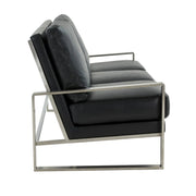 Jefferson 3-Seater Velvet/Leather Full Size Sofa in Stainless Steel - Elax Furniture