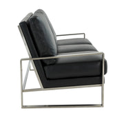 Jefferson 3-Seater Velvet/Leather Full Size Sofa in Stainless Steel - Elax Furniture