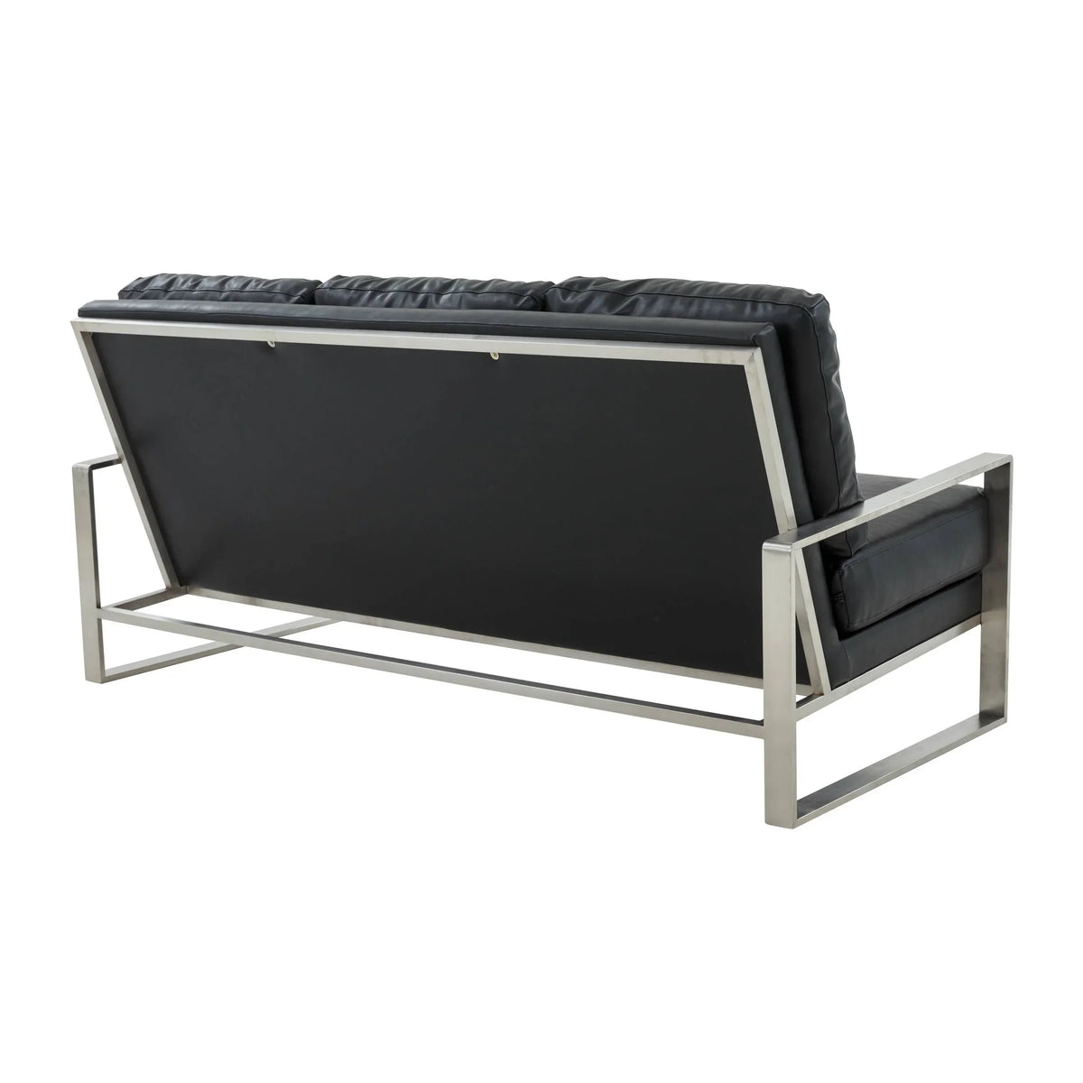 Jefferson 3-Seater Velvet/Leather Full Size Sofa in Stainless Steel - Elax Furniture