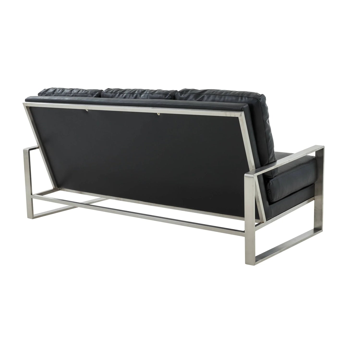 Jefferson 3-Seater Velvet/Leather Full Size Sofa in Stainless Steel - Elax Furniture