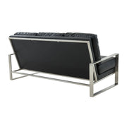 Jefferson 3-Seater Velvet/Leather Full Size Sofa in Stainless Steel - Elax Furniture