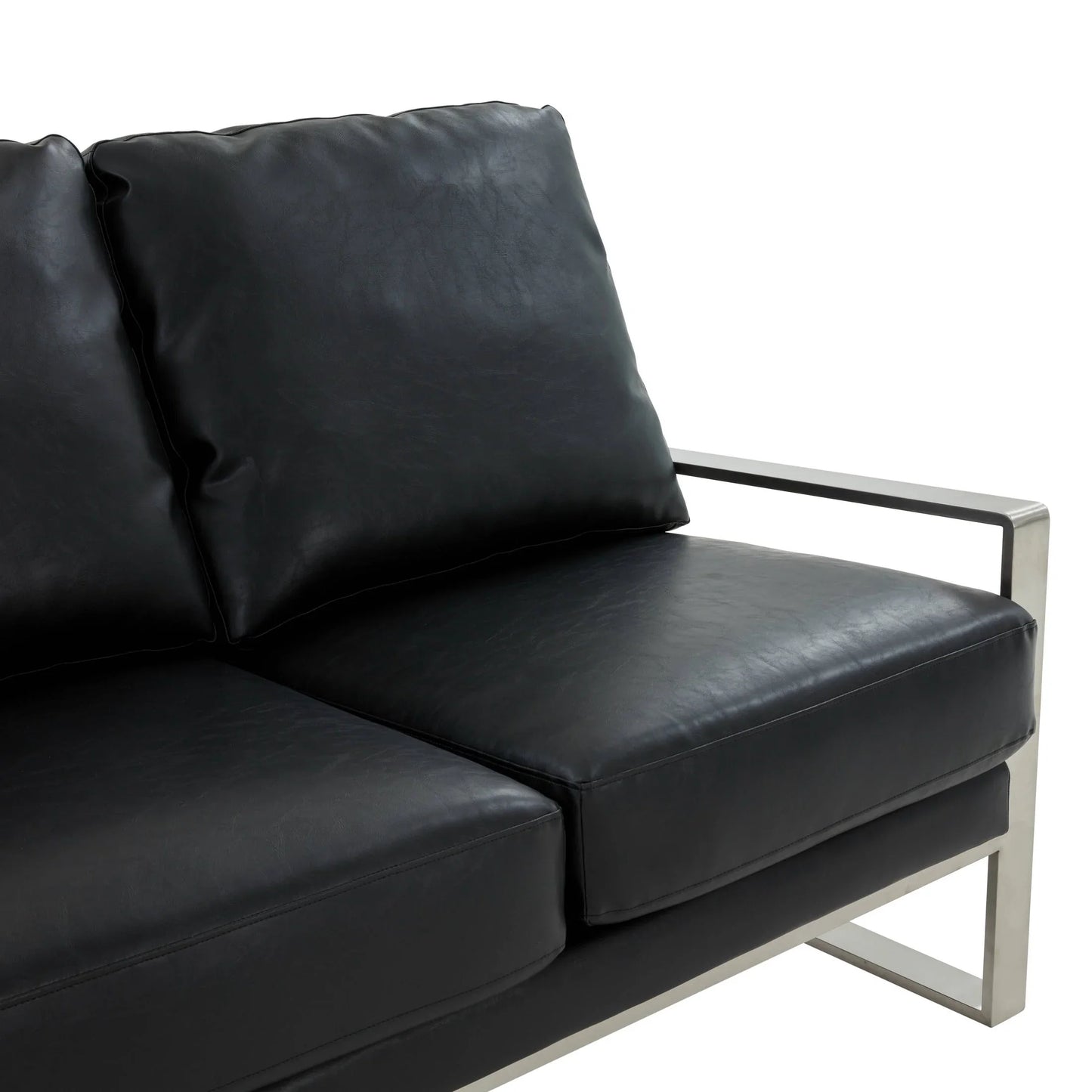 Jefferson 3-Seater Velvet/Leather Full Size Sofa in Stainless Steel - Elax Furniture