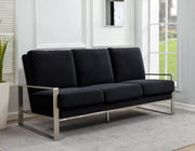Jefferson 3-Seater Velvet/Leather Full Size Sofa in Stainless Steel - Elax Furniture