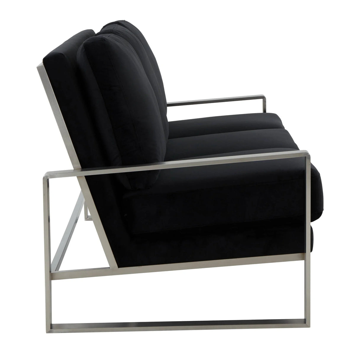 Jefferson 3-Seater Velvet/Leather Full Size Sofa in Stainless Steel - Elax Furniture