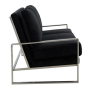 Jefferson 3-Seater Velvet/Leather Full Size Sofa in Stainless Steel - Elax Furniture