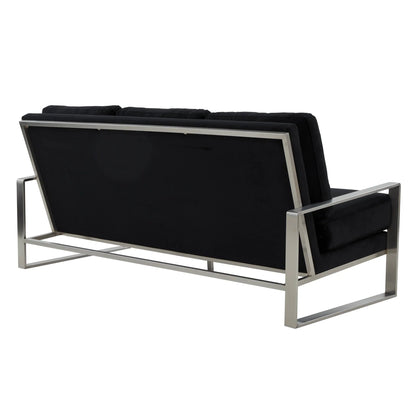 Jefferson 3-Seater Velvet/Leather Full Size Sofa in Stainless Steel - Elax Furniture