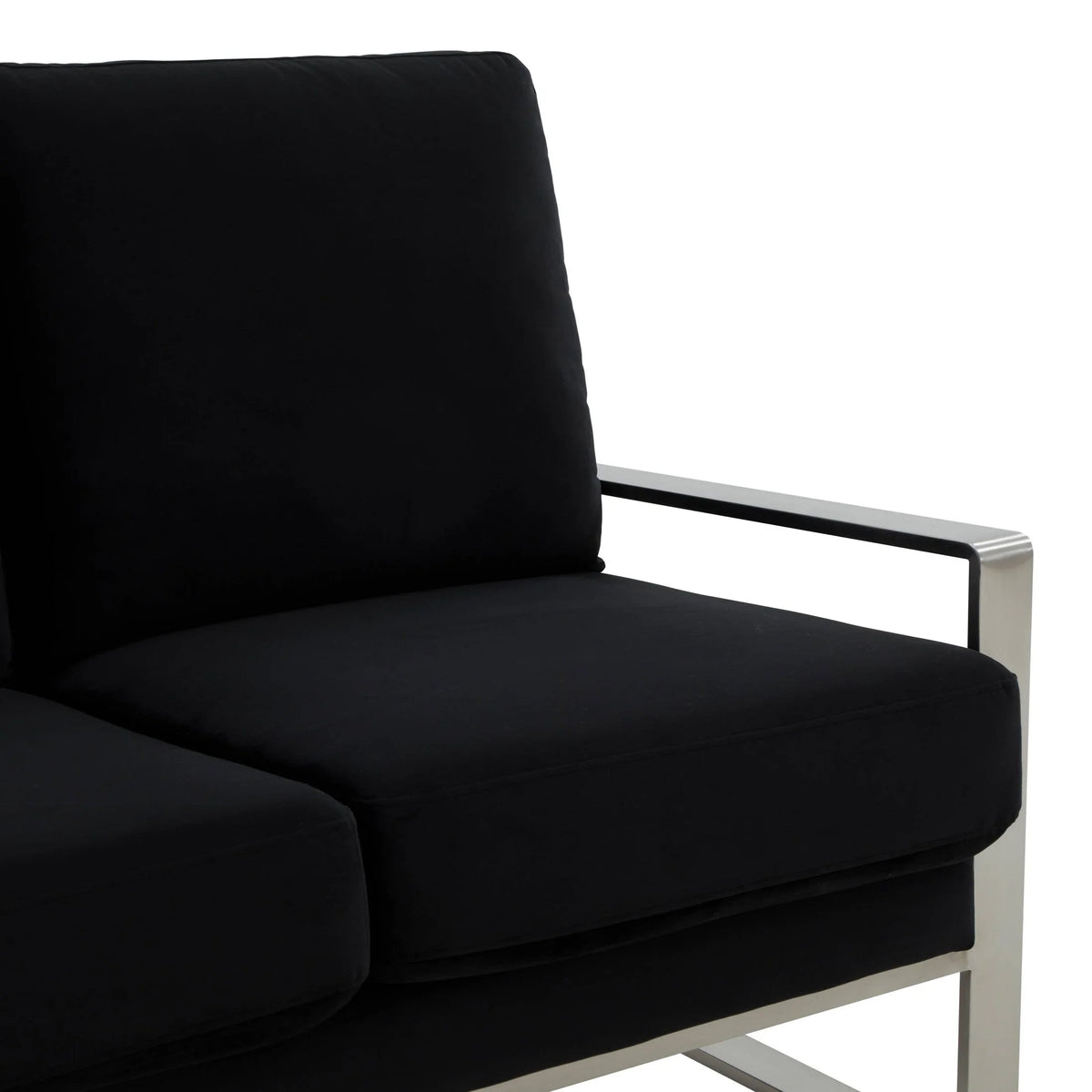 Jefferson 3-Seater Velvet/Leather Full Size Sofa in Stainless Steel - Elax Furniture