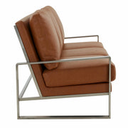 Jefferson 3-Seater Velvet/Leather Full Size Sofa in Stainless Steel - Elax Furniture