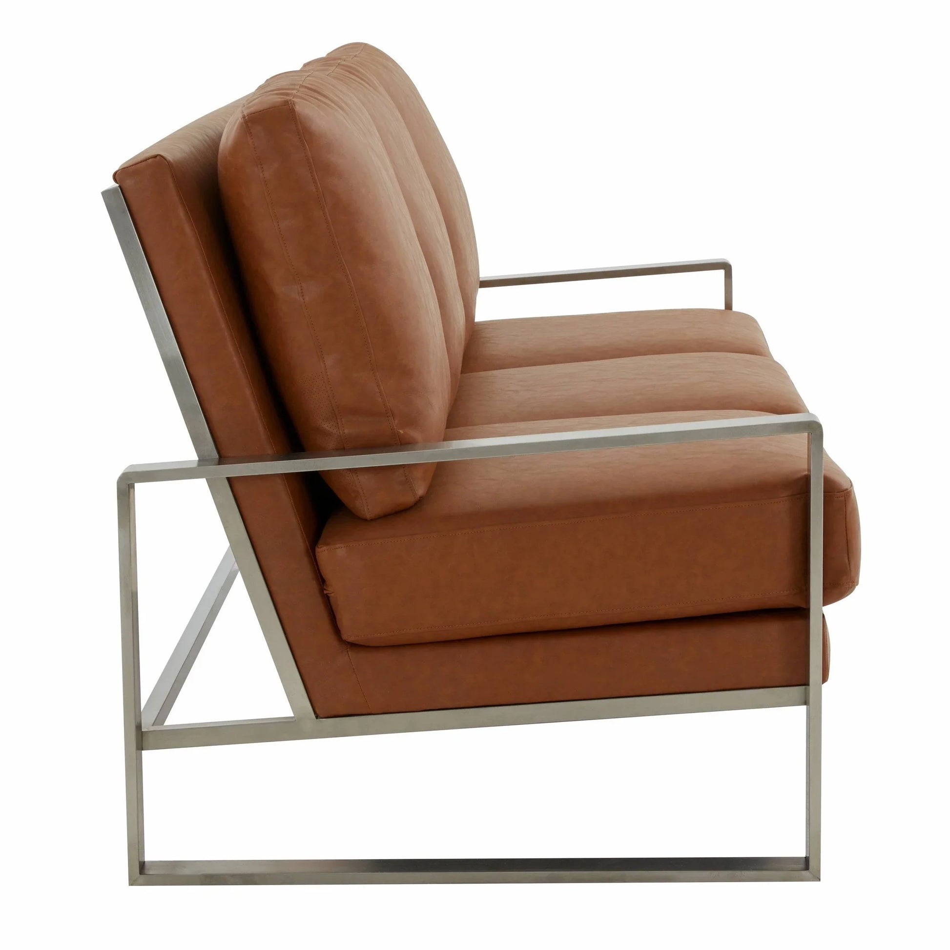 Jefferson 3-Seater Velvet/Leather Full Size Sofa in Stainless Steel - Elax Furniture