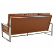 Jefferson 3-Seater Velvet/Leather Full Size Sofa in Stainless Steel - Elax Furniture