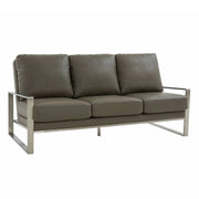 Jefferson 3-Seater Velvet/Leather Full Size Sofa in Stainless Steel - Elax Furniture