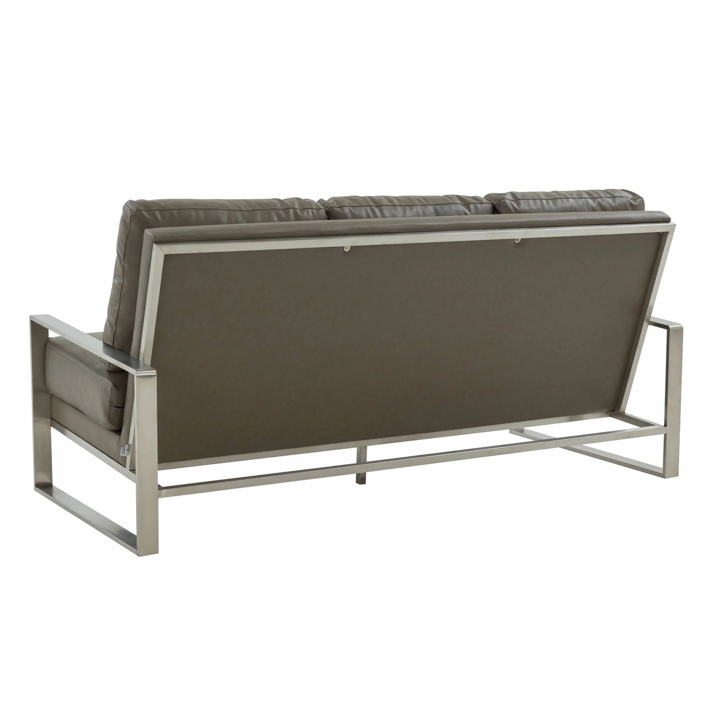 Jefferson 3-Seater Velvet/Leather Full Size Sofa in Stainless Steel - Elax Furniture