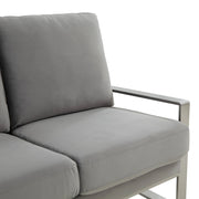 Jefferson 3-Seater Velvet/Leather Full Size Sofa in Stainless Steel - Elax Furniture