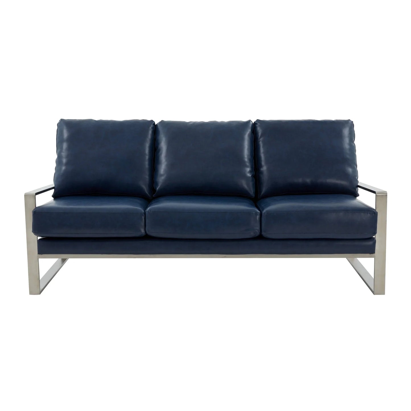 Jefferson 3-Seater Velvet/Leather Full Size Sofa in Stainless Steel - Elax Furniture