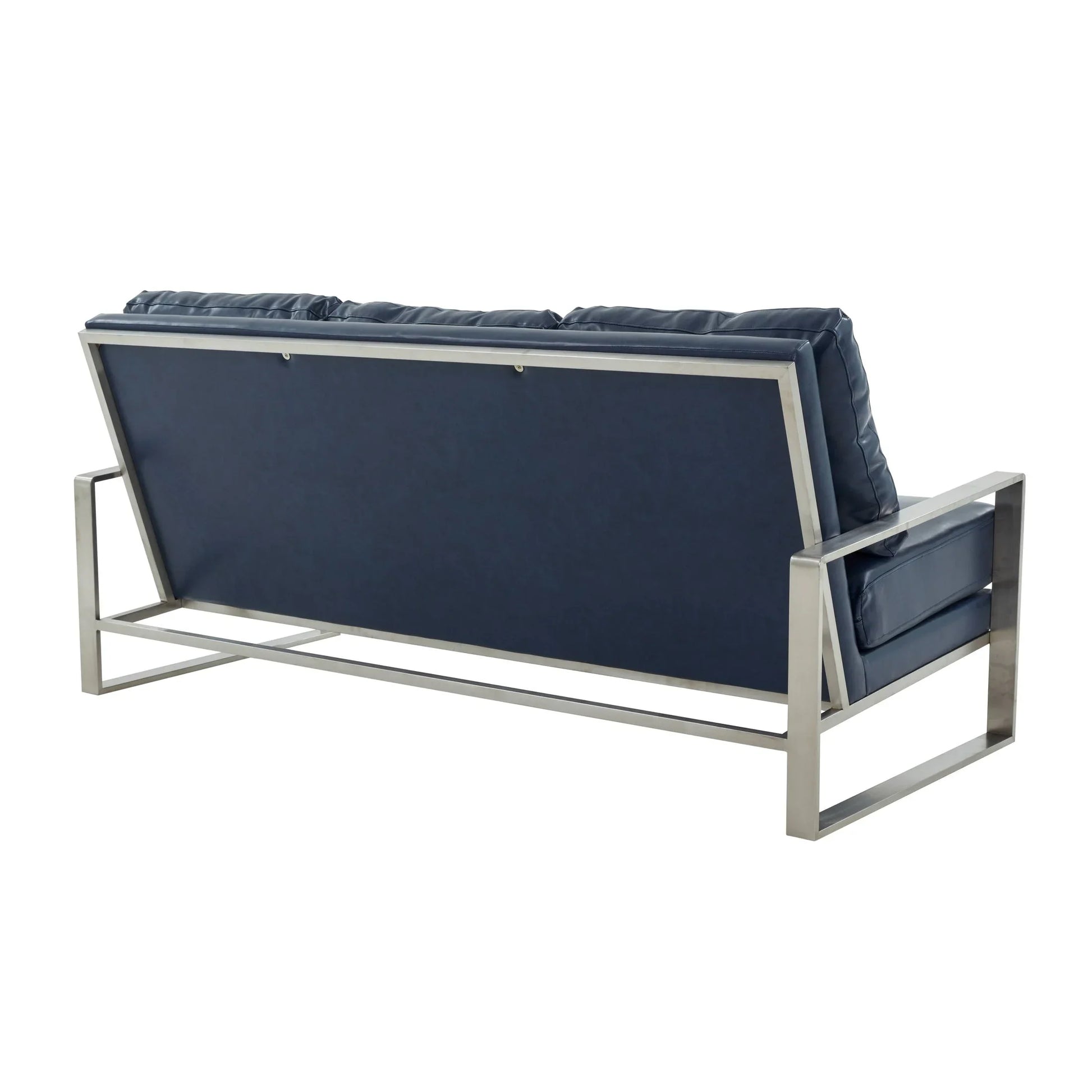 Jefferson 3-Seater Velvet/Leather Full Size Sofa in Stainless Steel - Elax Furniture