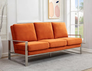Jefferson 3-Seater Velvet/Leather Full Size Sofa in Stainless Steel - Elax Furniture